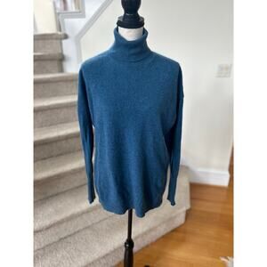 Philosophy Teal Blue Long Sleeve Ribbed Turtleneck Cashmere Sweater